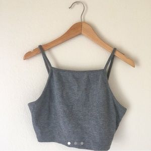 💛Topshop Ribbed Grey Square Neck Crop Top